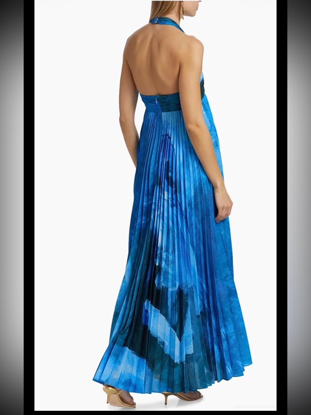 Acler Blue Teal Pleated Halter Maxi Dress - Picture 4 of 13